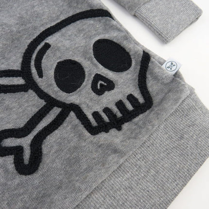 HonestBaby Velour Pullover Hoodie and Zip Front Sweatshirt and Jogger Sweatpants Set Baby, Toddler, Boys, Girls, Unisex, Heather Gray Skull Stripe, 2T, Heather Gray Skull Stripe, 2T