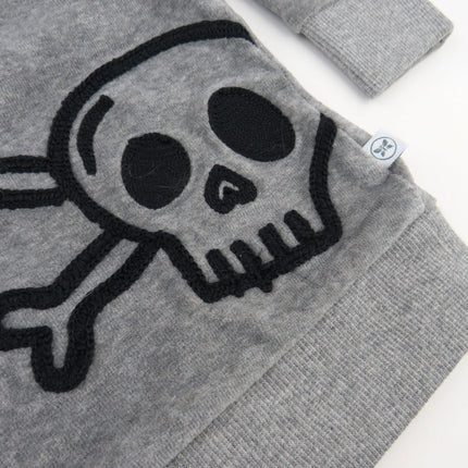 HonestBaby Velour Pullover Hoodie and Zip Front Sweatshirt and Jogger Sweatpants Set Baby, Toddler, Boys, Girls, Unisex, Heather Gray Skull Stripe, 24 Months, Heather Gray Skull Stripe, 24 Months
