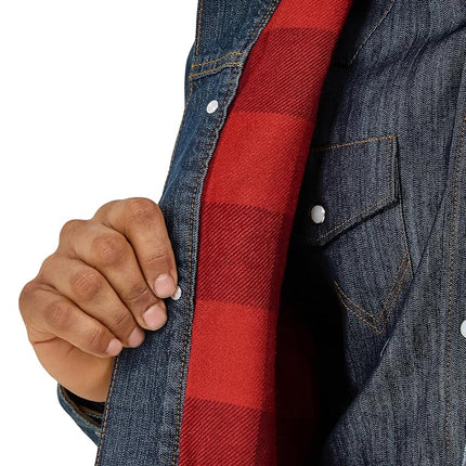 Wrangler Men's Cowboy Cut Western Lined Denim Jacket, Denim/Blanket, US Large Tall