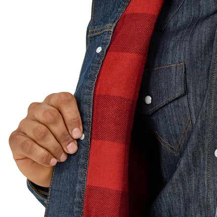 Chaqueta vaquera forrada estilo Western Wrangler para hombre, vaquero/manta, XXL alto