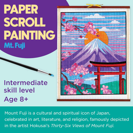 Faber-Castell Paper Scroll Painting Kit: Mount Fuji | Hanging Wall Art with Pre-Printed Design, Ready-to-Hang DIY Painting Craft for Kids, Teens & Adults (1 Scroll, 8 Paints,1 Brush)