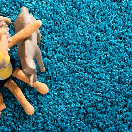 Unique Loom Solo Solid Shag Collection Modern Plush Turquoise Rectangle (2' x 3')