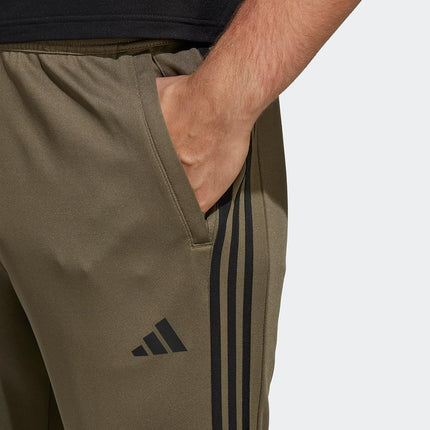 Adidas Mens Train Essentials 3-Stripes Pants, Olive Strata/Black, X-Small