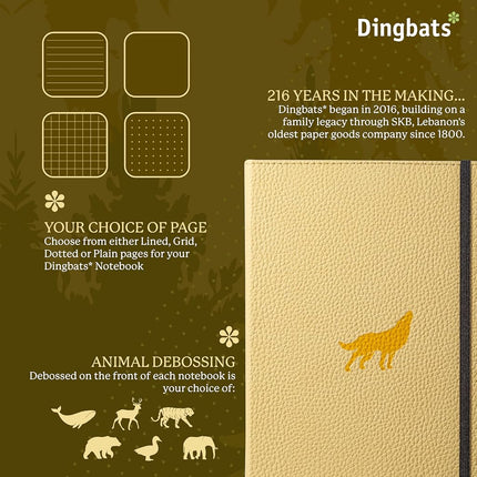 Dingbats* Wildlife A5+ Cream Wolf Notebook - Lined