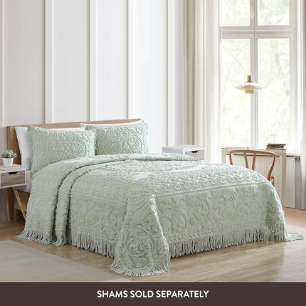 Beatrice Home Fashions Bedspread, Cotton, Sage, Queen