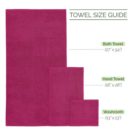 Elegant Comfort Luxury 6-Piece 100% Turkish Cotton Jacquard Braided Textured Premium Hotel Quality Towel Set– Soft and Absorbent, Includes 2 Bath Towels, 2 Hand Towels and 2 Washcloths, Hot Pink