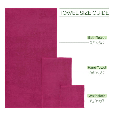 Elegant Comfort Luxury 6-Piece 100% Turkish Cotton Jacquard Braided Textured Premium Hotel Quality Towel Set– Soft and Absorbent, Includes 2 Bath Towels, 2 Hand Towels and 2 Washcloths, Hot Pink