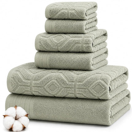 Modern Threads 6 Piece Set, 2 Bath Towels, 2 Hand 