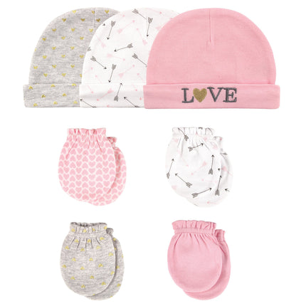 Hudson Baby Unisex Baby Cotton Cap and Scratch Mit