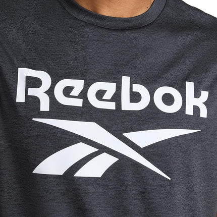 Reebok Apparel Men's Gladiator Large Logo Muscle Crewneck Tank Top, Black Heather, XL