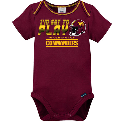 NFL Washington Football Team 3 Pack Short Sleeve Bodysuit, 0-3 Months