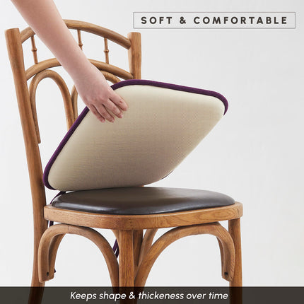 Elegant Comfort 2 Pack Chair Cushion Covers - Skid-Proof Rubber Backing - 16 x 16 Inch - Thick Dining Square Shape Seat Covers - Comfortable Textured Chair Pads with Ties - Honeycomb Pattern, Purple
