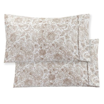Elegant Comfort Softest and Coziest 6-Piece Bed Sheets King Size Sheet Set - 1500 Premium Hotel Quality Microfiber - Deep Pocket, Wrinkle Resistant Paisley Pattern, Paisley Taupe