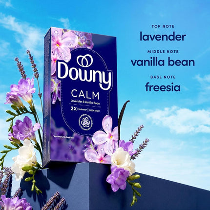 Downy Infusions Mega Dryer Sheets, Laundry Fabric Softener, CALM, Lavender and Vanilla Bean, 180 Count