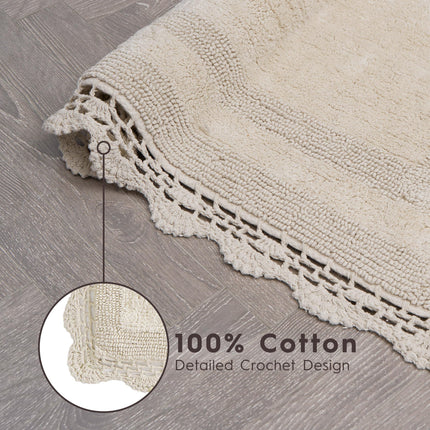 Laura Ashley Crochet Cotton 24x40 Bath Rug, Linen