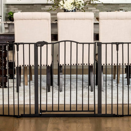 Regalo Deluxe Home Accents Widespan 74.5-Inch-Wide Adjustable Safety Gate, Award Winning Brand, 28-Inches Tall, Includes 4 Wall Mounts, Black