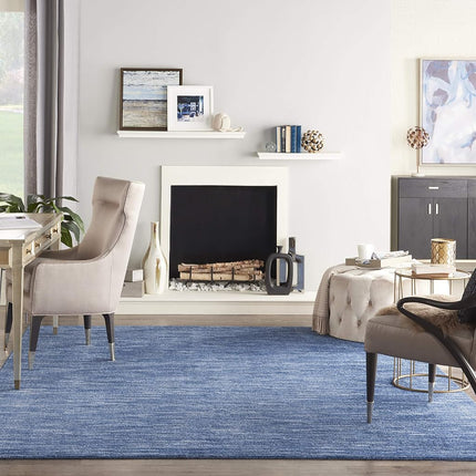 Nourison Essentials Indoor/Outdoor Navy Blue 7' x 10' Area-Rug, Easy-Cleaning, Non Shedding, Bed Room, Living Room, Dining Room, Backyard, Deck, Patio (7x10)