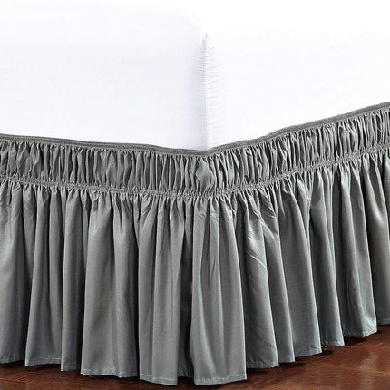 Elegant Comfort Three Fabric Sides Wrap Around Elastic Style Solid Bed Skirt, Easy On/Easy Off Dust Ruffled Bed Skirts 16 Inch Tailored Drop, Wrinkle and Fade Resistant