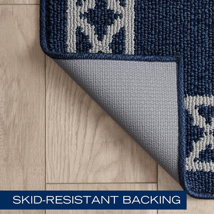 Nautica – Runner Rug | Indoor Runners for Hallways and Entry Rugs| Non-Slip and Non-Skid Entry and Kitchen Door Mat| Machine Washable Entryway Carpet Rugs | 2'2" x 5' | Trellis Denim