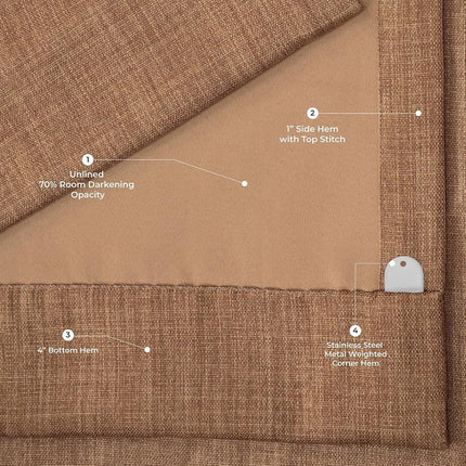 HPD Half Price Drapes Faux Linen Textured Room Darkening Curtains for Bedroom 120 Inches Long (1 Panel), 50W X 120L Curtains for Living Room Home Decor, Butterscotch