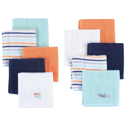 Hudson Baby Paños de Felpa Tejida de 8 Piezas, Tiburón, Talla Única