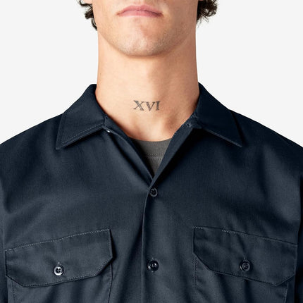 Dickies Men's Short Sleeve Work Shirt, Navy, 4X-Large Big Tall