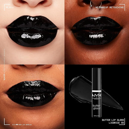 NYX PROFESSIONAL MAKEUP SIONAL MAKEUP Brillo de Labios Butter Gloss, No Pegajoso - Licorice (Negro)