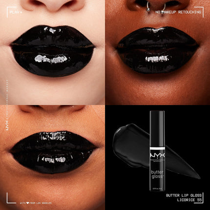 NYX PROFESSIONAL MAKEUP SIONAL MAKEUP Butter Gloss, Non-Sticky Lip Gloss - Licorice (Black)