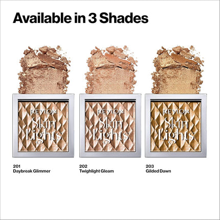 Revlon Highlighter Makeup, Skin Lights Prismatic Powder Face Makeup, Natural Glow, Shimmer Finish, 201 Daybrak Glimmer, 0.28 Oz/ 8g