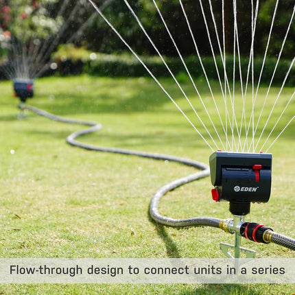 Eden 94145 4-Way Adjustable Mini Turbo Oscillating Sprinkler with Step Spike Gear Drive, Heavy Duty, Gardening Watering System, Garden&Lawns, Coverage up to 4069sq.ft