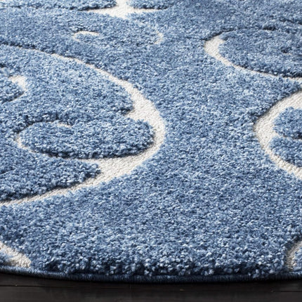 SAFAVIEH Florida Shag Collection 2'3" x 7' Light Blue/Cream SG455 Scrolling Vine Graceful Swirl Textured Non-Shedding Living Room Bedroom Dining Room Entryway Plush 1.2-inch Thick Runner Rug