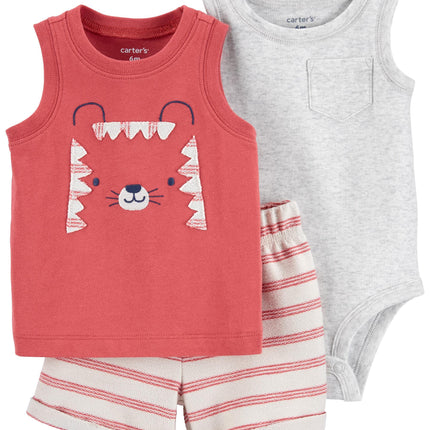 Carter's 3-Piece Giraffe Little Short Set, Bear/Re