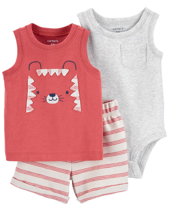 Carter's 3-Piece Giraffe Little Short Set, Bear/Re