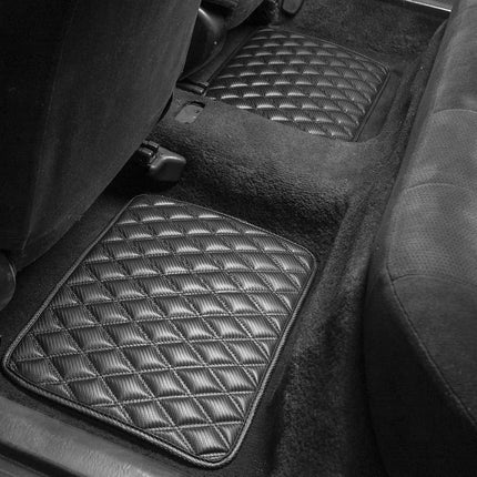 FH Group Universal Fit all season protection Heavy Duty Faux Leather Carbon Fiber Automotive Floor Mats fits most Cars, SUVs, and Trucks (High Tech 3-D Anti-Skid/Slip Backing) Black