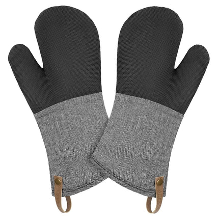 Manoplas de horno de cocina Cuisinart – Manoplas de cocina resistentes al calor para horno con palma de neopreno antideslizante, puño largo y relleno de algodón – Guantes de horno duraderos para cocinar, hornear y asar a la parrilla