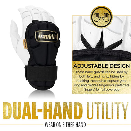 Franklin Sports Baseball Hand + Wrist Guard - PRT LG Series Adult Hand + Wrist Protector for Batting - Protective Hand, Wrist Shield - Right + Left Hand Hitters - Black + Gold - One Size - Adult