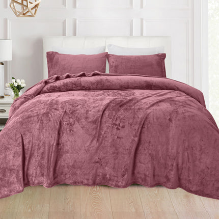 Juego de sábanas de franela de felpa de terciopelo de 4 piezas Elegant Comfort, lujosamente suave - Calidad premium - Cálido y acogedor, antiestático, de terciopelo de franela polar antipeeling con bolsillos profundos - Twin XL, Rosa