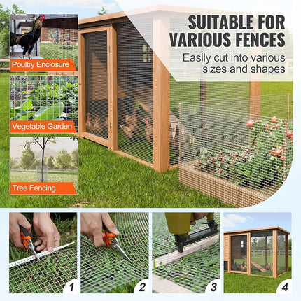 VEVOR Hardware Cloth, 6.35mm 915mm×15.24mm 23 Gauge, Hot Dipped Galvanized Wire Mesh Roll, Chicken Wire Fencing, Wire Mesh for Rabbit Cages, Garden, Small Rodents
