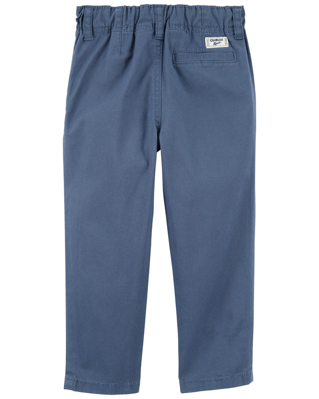 OSHKOSH B'GOSH Pantalones chinos ajustados elásticos para niño, azul marino liso, 2T