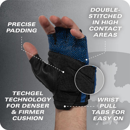 Training Grip Gloves 3.0 – Durable, Padded Leather Palm, Breathable 4-Way Stretch Lycra, Adjustable Hook-and-Loop Closure, Men's