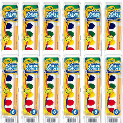 Crayola Washable Watercolor Paint Sets for Kids (12ct), Bulk Classroom Art Supplies for Preschool & Kindergarten, Classroom Learning Activities for Toddlers