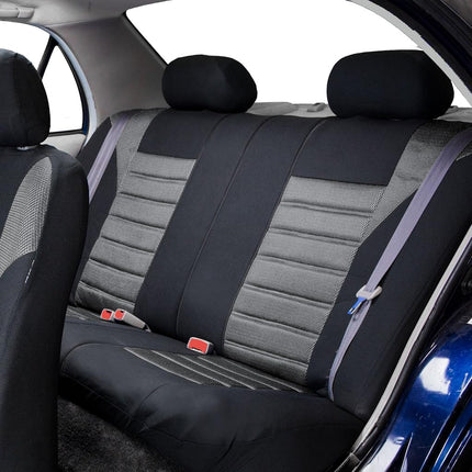 FH GROUP Full Set 3D Air Mesh Car Seat Covers - Universal Fit, Low Back Seat Cover, Airbag Compatible, Split Bench Rear Seat, Washable Seat Cover for SUV, Sedan, Gray