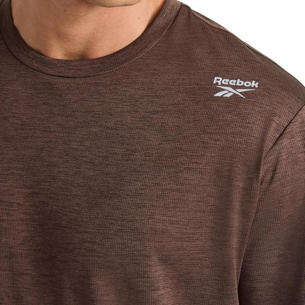 Reebok Apparel Mens Sprint Short Sleeve T-Shirt, Standard Fit, Lightweight Stretch Waffle-Knit Fabric, Bracken Heather, Medium