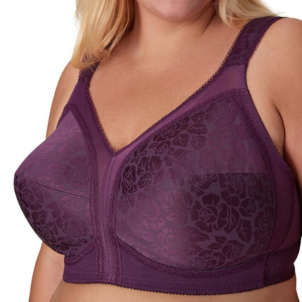 Playtex Women's 18 Hour Comfort-Strap Wireless Bra, Full-Coverage Bra with 4-Way TruSupport, Single & 2-Pack, Plum Majestic, 42C