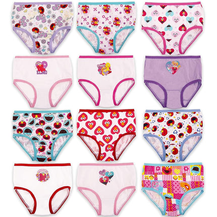 Sesame Street Girls 12pk Countdown Box of 100% Cotton Toddler Panty with Success Chart & Stickers for Potty Training Fun, Sesame Tg 12pk_Box, 18 Months