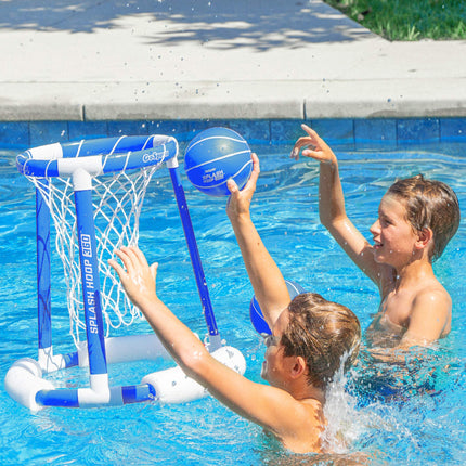 GoSports Splash Hoop 360 Juego de baloncesto flotante para piscina - Incluye aro, 2 balones y bomba - Azul