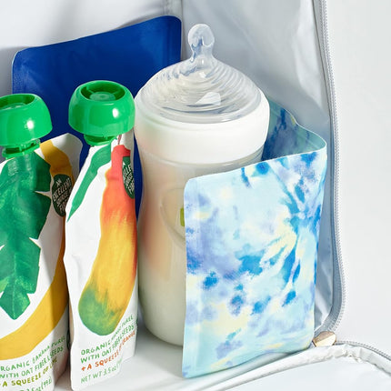 Fit & Fresh Cool Coolers 2 Pack Soft Ice, Flexible Stretch Nylon Reusable Ice Packs for Lunch Boxes & Coolers, Aqua Tye Dye