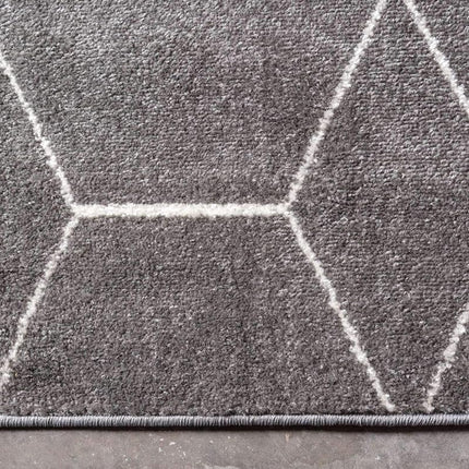 Tapis de couloir Unique Loom Trellis Frieze Collection, motif géométrique marocain à treillis moderne, bleu marine (0,6 x 1,8 m)