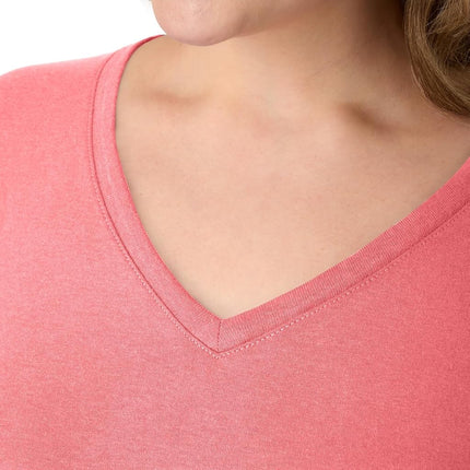 Hanes Women's Long Sleeve Cotton V-Neck T-Shirt, Lightweight V-Neck Tee, Modern Fit, Briny Pink, S