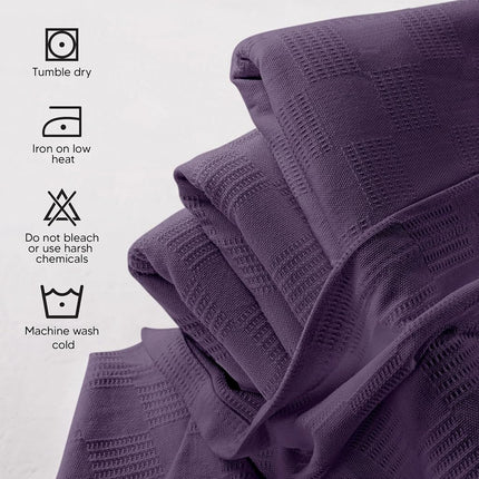Utopia Bedding Premium Cotton Blanket Full/Queen Plum - Soft Breathable Thermal Blanket - Ideal for Layering Any Bed